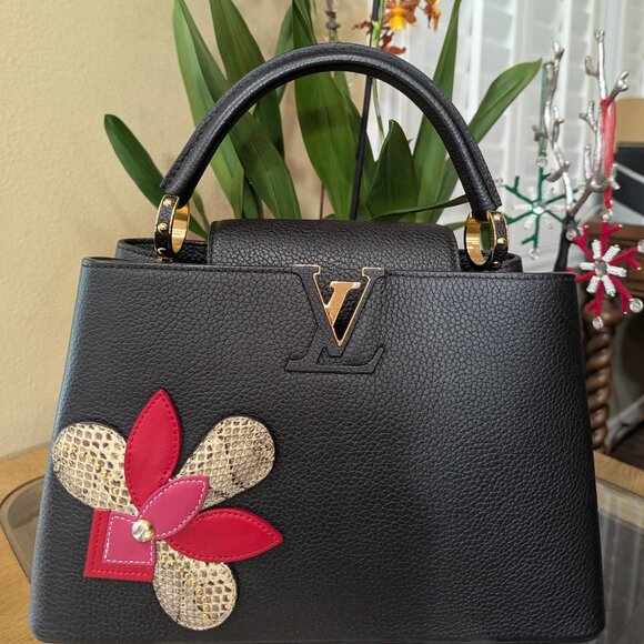 LOUIS VUITON black and applique flower leather crossbody bag - Picture 1 of 9